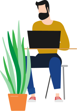 Illustration d'un homme travaillant à l'ordinateur