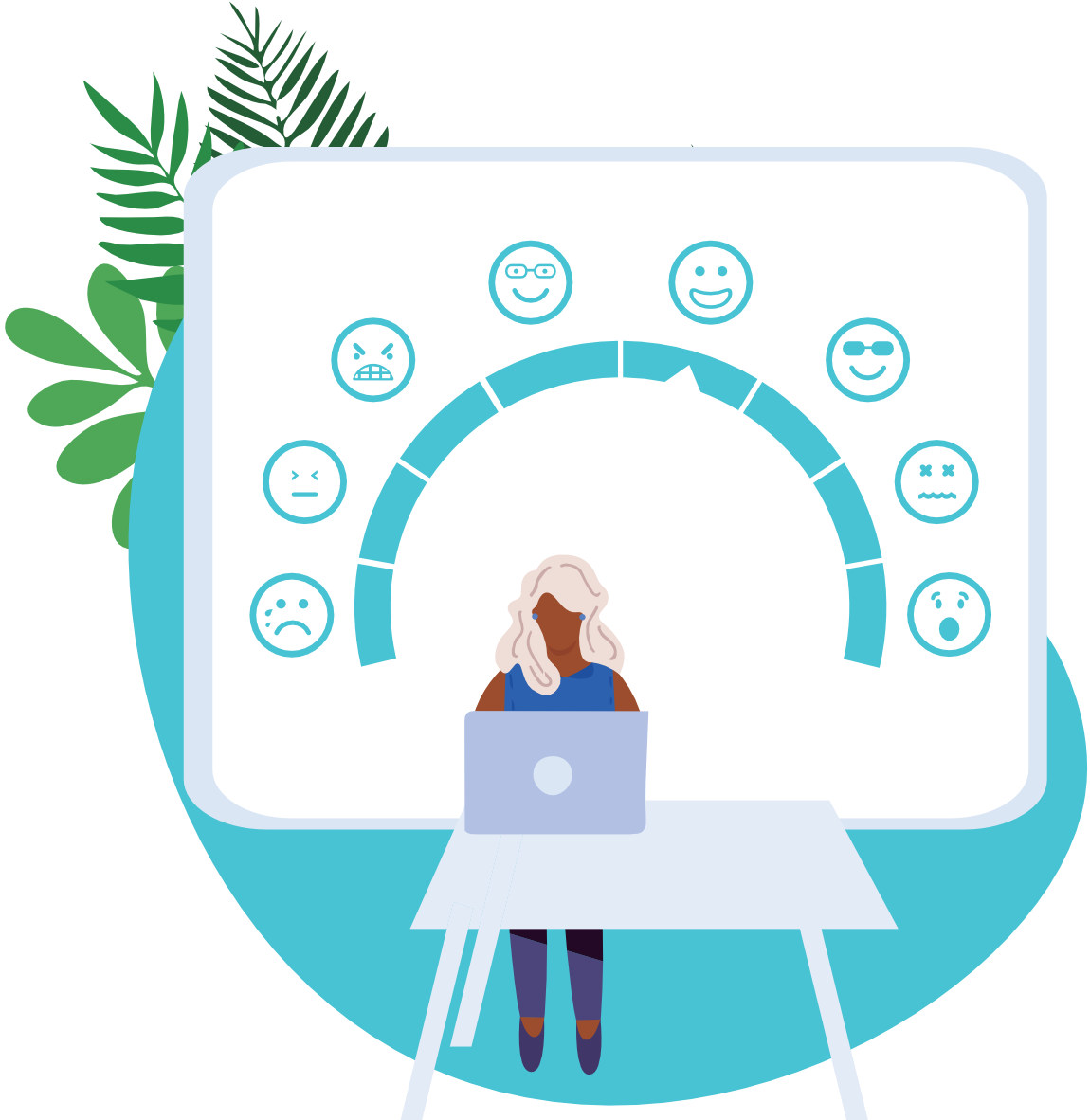 Femme qui consulte un contenu marketing pendant que son intensité émotionnelle est mesurée.