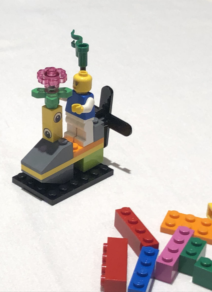 A Lego block creation designed by a participant.